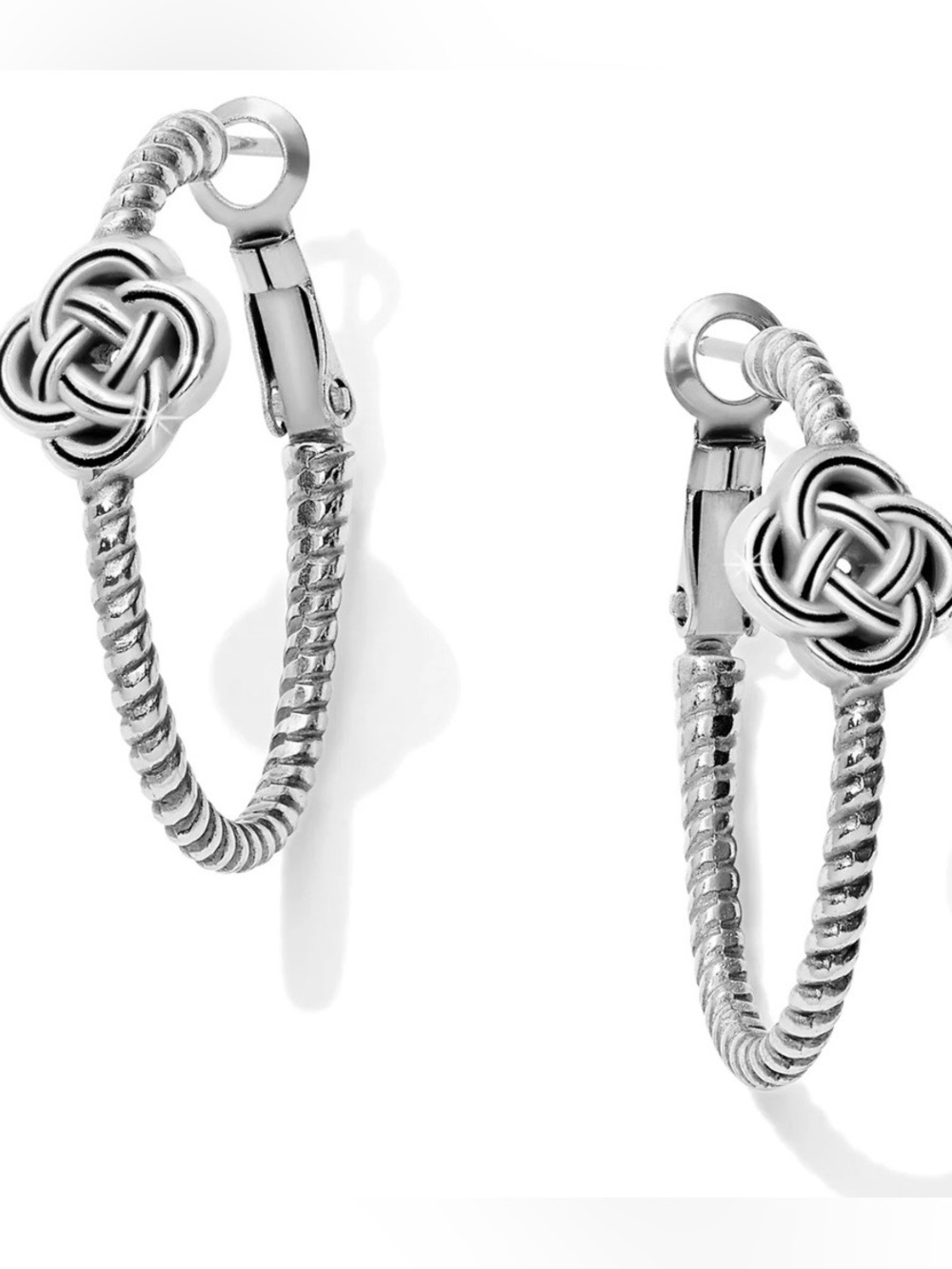 Brighton Interlok Knot Rope Hoop Earrings Silver Plated NWT